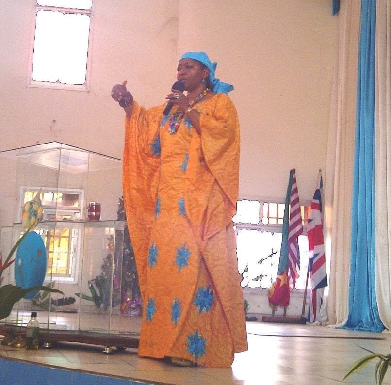 Bishop Angela preaching in Cameroon